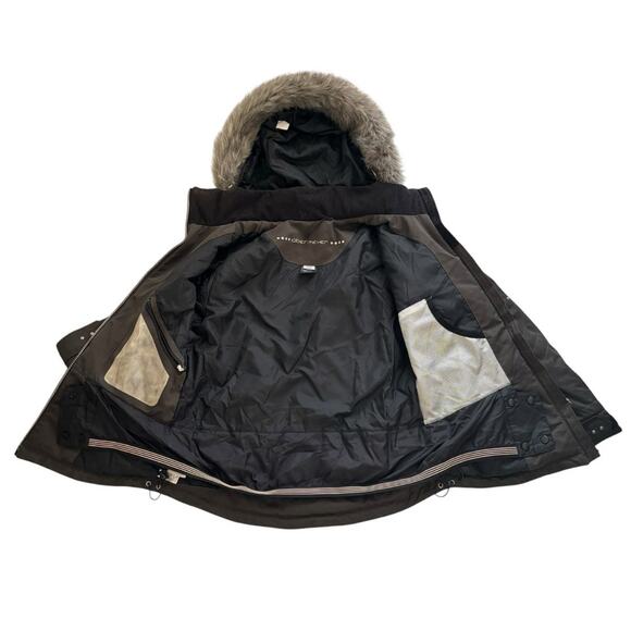 OBERMEYER SKIING JACKET HOODED WATER RESISTANT SNOWBOARDING BROWN WOMEN SIZE 10 - Picture 6 of 15